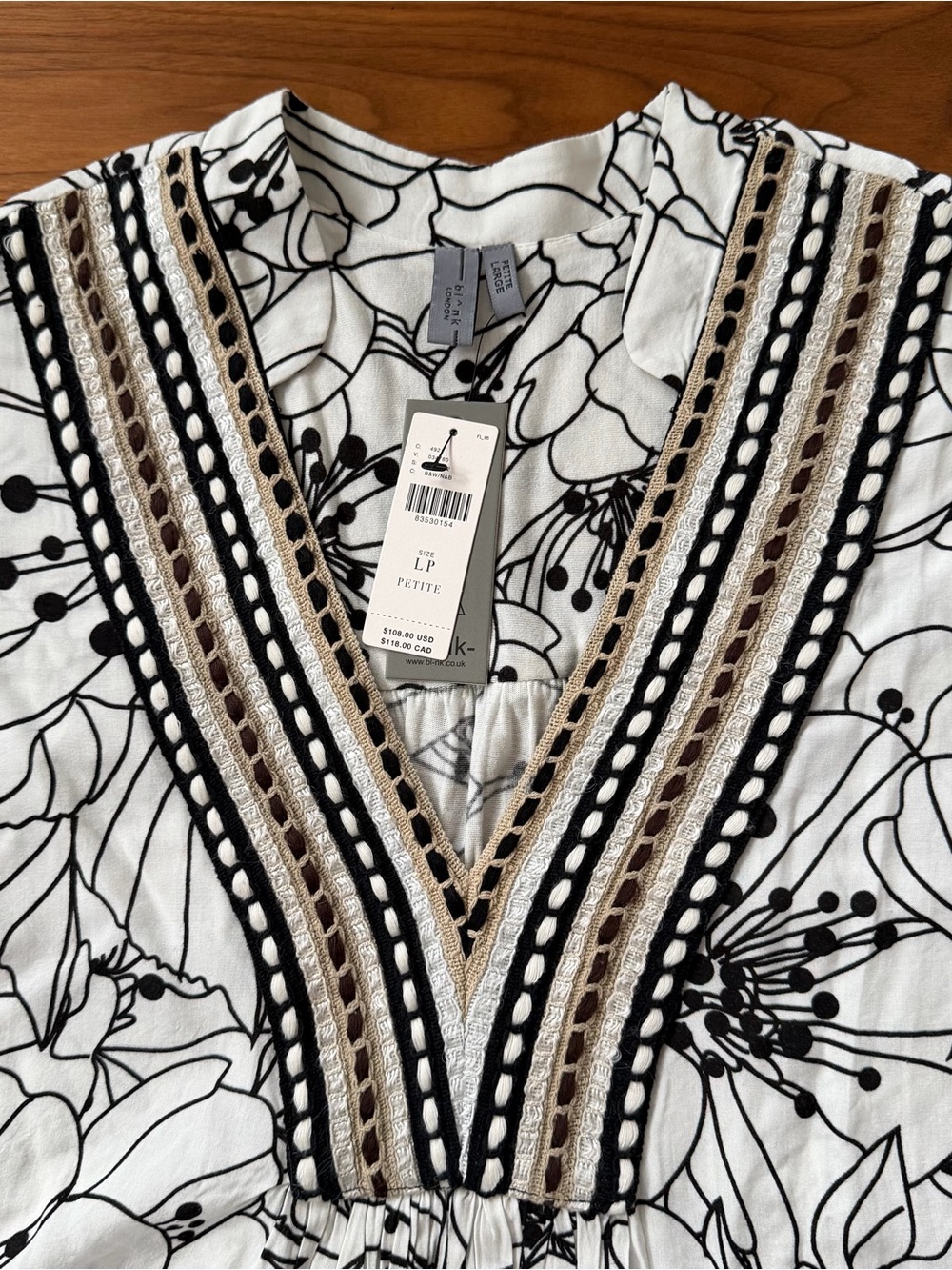 NWT Anthropologie Bl-nk London Women’s Stephanie Top Blouse Tunic Size L Petite - Picture 3 of 14